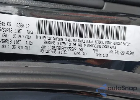 2019 Jeep Grand Cherokee Limited 4X4 z USA, uszkodzony, nr VIN 1C4RJFBG3KC777923